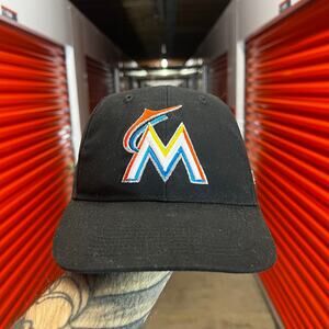 Miami Marlins Black Strapback Hat MLB Adjustable